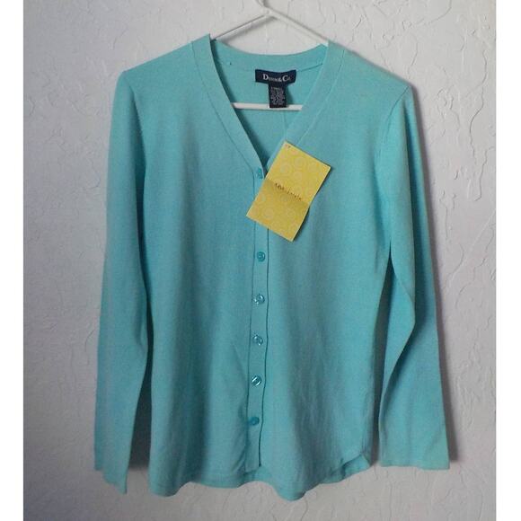 QVC Denim & Co Blue Teal Knit Cardigan Sweater Women size XSmall NWT - Picture 10 of 10